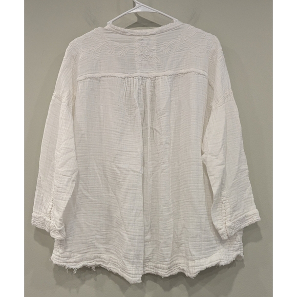 Johnny Was White Cotton Embroidered Pocket Tunic Top Size Small - Picture 4 of 7